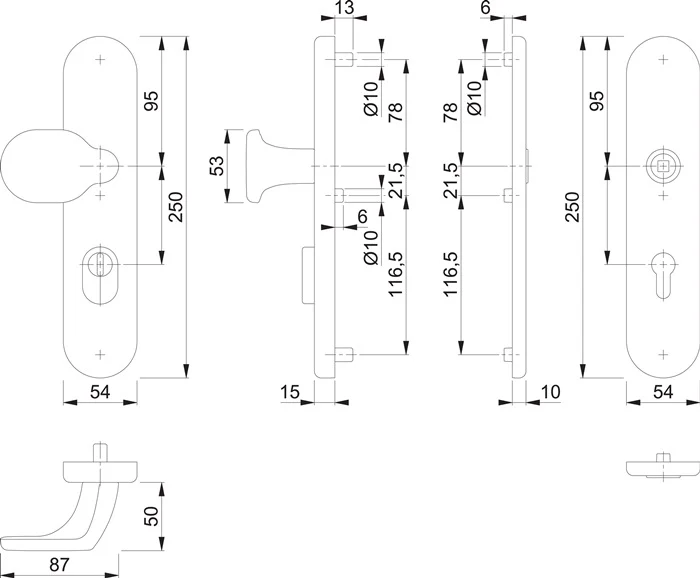 HOPPE Schutzgarnitur 86G/3332ZA/3310 Aluminium F1 ( 3000209785 )