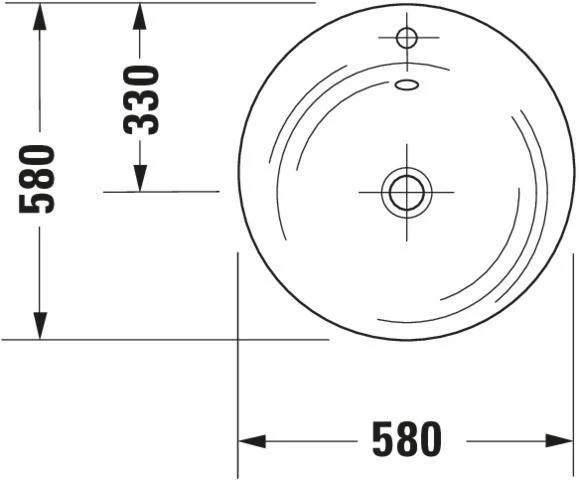 DURAVIT Möbelwaschtisch Starck 1 580 mm mit Überlauf, 1 Hahnloch, weiß