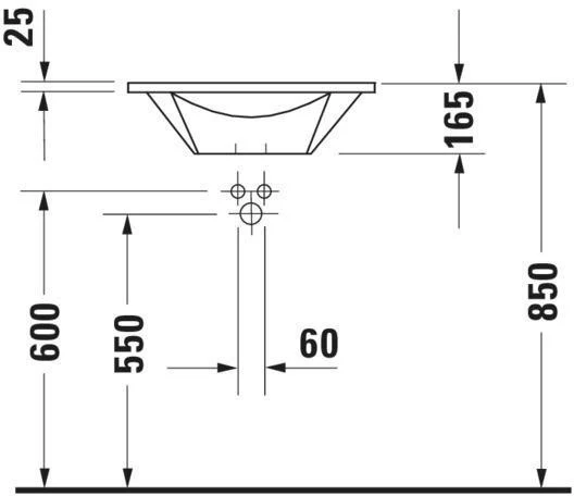 DURAVIT Möbelwaschtisch Starck 1 580 mm mit Überlauf, 1 Hahnloch, weiß