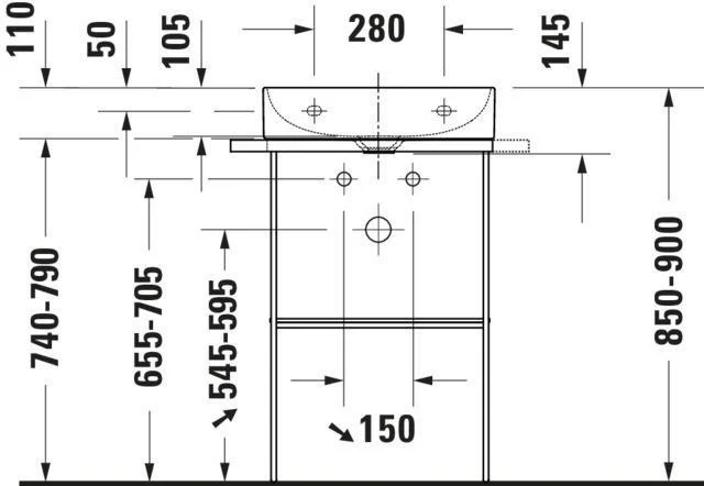 DURAVIT Metallkonsole BS DuraSquare 235350 hö