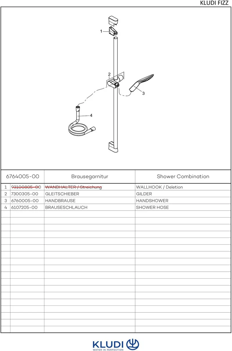 KLUDI FIZZ 1S Brause-Set mit Wandstange 900 mm – Handbrause mit Kalkschnellreinigung