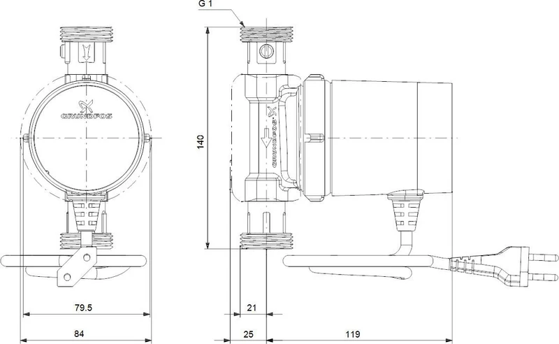GRUNDFOS Zirkulationspumpe COMFORT 15-14 BX – Hocheffizienz-Trinkwarmwasserpumpe mit Permanentmagnetmotor