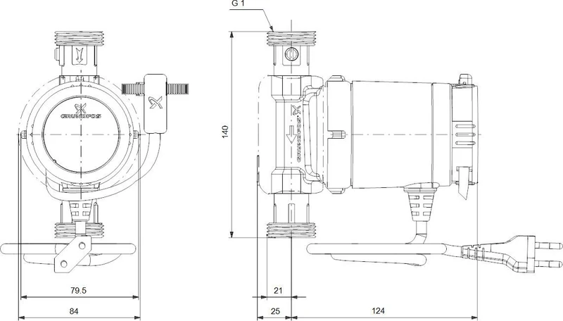 GRUNDFOS Zirkulationspumpe COMFORT 15-14 BX TA – Hocheffizienz Trinkwarmwasser-Pumpe