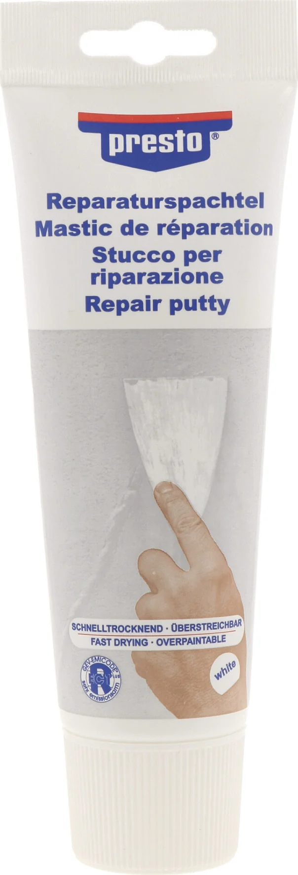 PRESTO Reparaturspachtel weiß 225 ml Tube – gebrauchsfertige Spachtelmasse für Innenräume