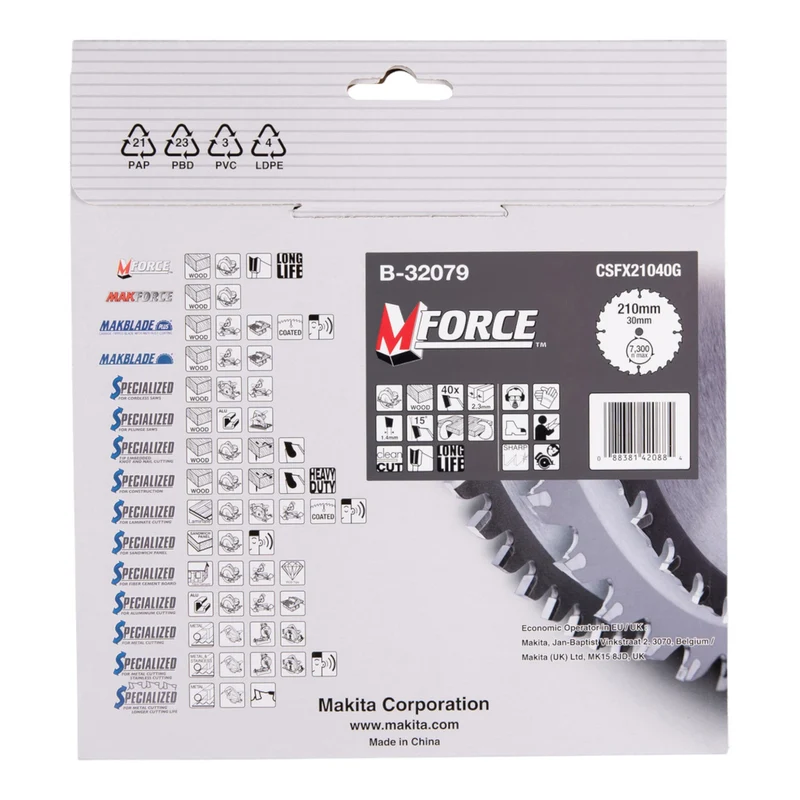 Makita M-FORCE Kreissägeblatt 210 x 30 x 2,3 mm 40 Zähne ( B-32079 ) für Holz