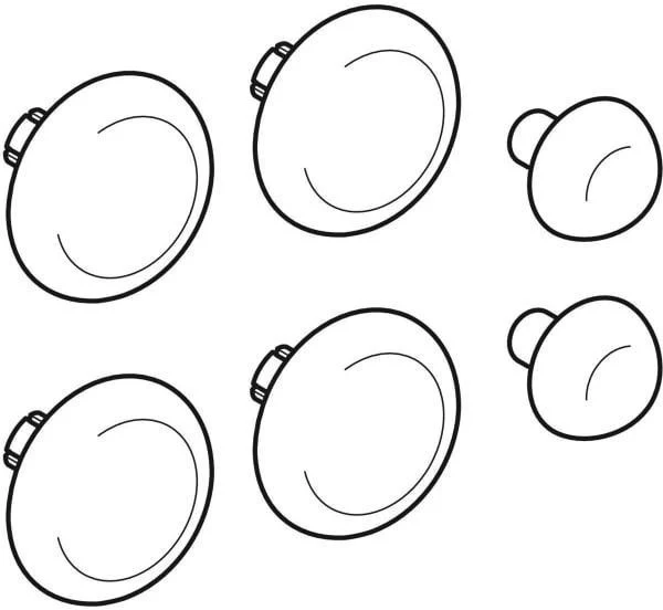 GEBERIT Set Puffer für WC-Deckel Eurotrend – 6 Stück, Steckbefestigung, passend zu 573430, 573440, 572170
