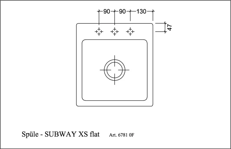 VILLEROY & BOCH SP Subway 45 XS flat 440x475mm Spülbecken mtig Keram Ebony c+