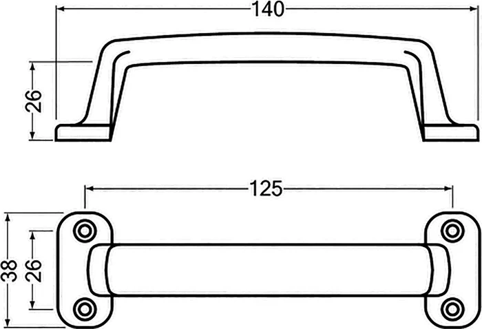 HERMETA Handgriff Ausladung 26 mm Länge 140 mm Breite 38 mm ( 3000283304 )