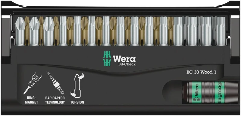 WERA Bitsortiment Bit-Check 30 Wood 1 30-teilig ( 4000829033 )