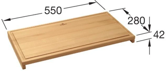Villeroy & Boch Zubehörset 8K0510 für Subway 50 flat – Buche/Edelstahl, 550 x 280 mm