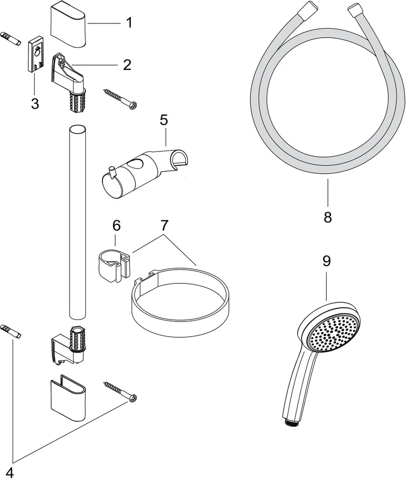 HANSGROHE Brauseset Croma 100 Mono mit Unica'C Brausestange 650 mm in Chrom