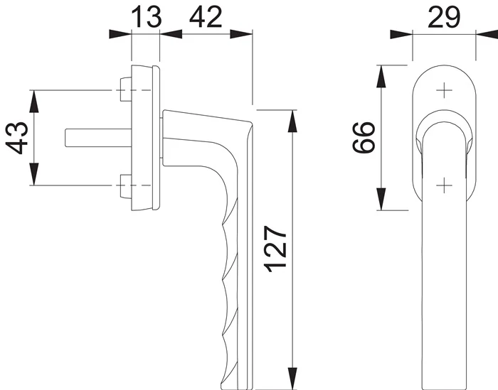 HOPPE Fenstergriff Hamburg 0700L/U26 Aluminium F1 Aluminium silberfarben ( 3000203151 )