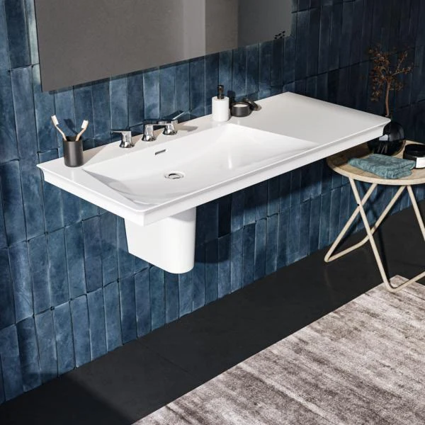 Ideal Standard Möbelwaschtisch La Dolce Vita 1260 mm mit 3 Hahnlöchern, Überlauf und Ablage rechts Weiß