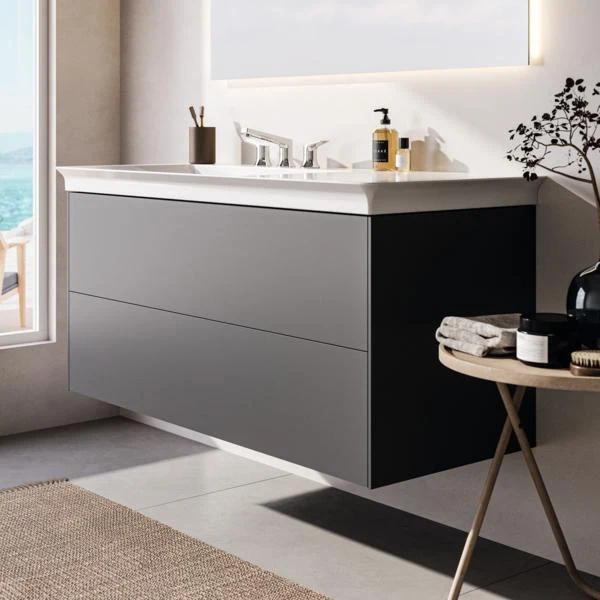 Ideal Standard Möbelwaschtisch La Dolce Vita 1260 mm mit 3 Hahnlöchern, Überlauf und Ablage rechts Weiß