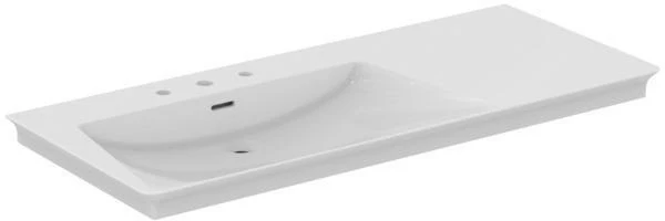 Ideal Standard Möbelwaschtisch La Dolce Vita 1260 mm mit 3 Hahnlöchern, Überlauf und Ablage rechts Weiß