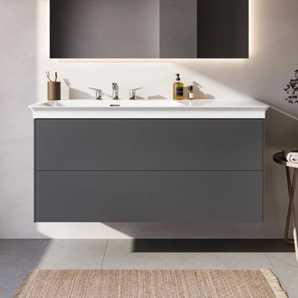 Ideal Standard Möbelwaschtisch La Dolce Vita 1260 mm mit 3 Hahnlöchern, Überlauf und Ablage rechts Weiß