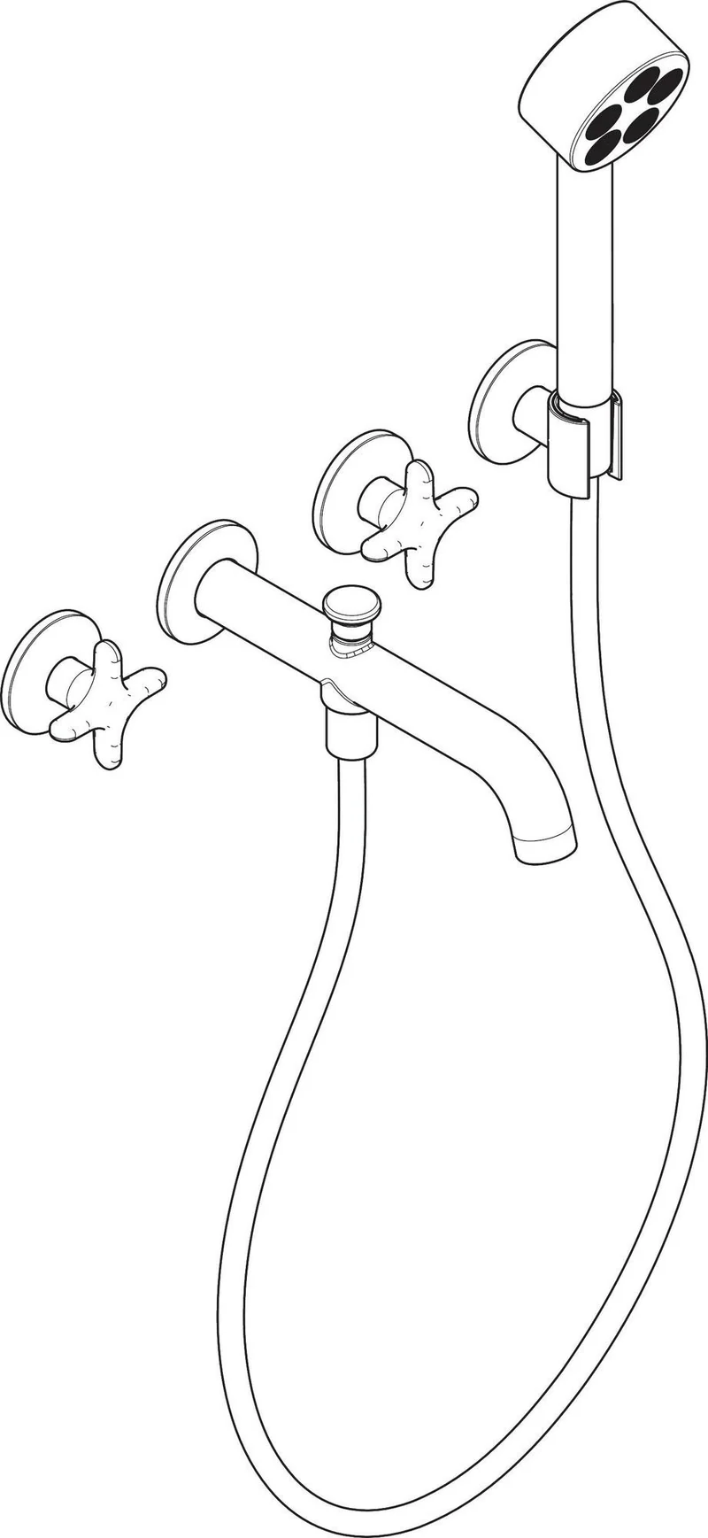 AXOR One 3-Loch Wannenarmatur Unterputz mit Handbrause