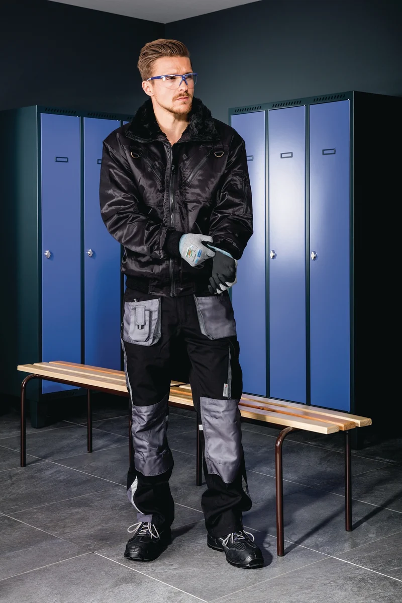 TECWERK Schutzbrille Daylight Flex EN 166, EN 170 – klare Polycarbonatscheibe, Anti-Fog, grau/dunkelblau